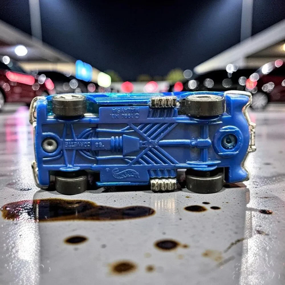 Hot Wheels 1958 Corvette Coupe, From 1996 Corvette 5-Pack Blue Hood Opens